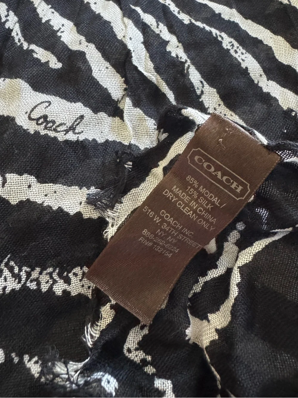Coach Zebra Silk Modal Scarf Wrap